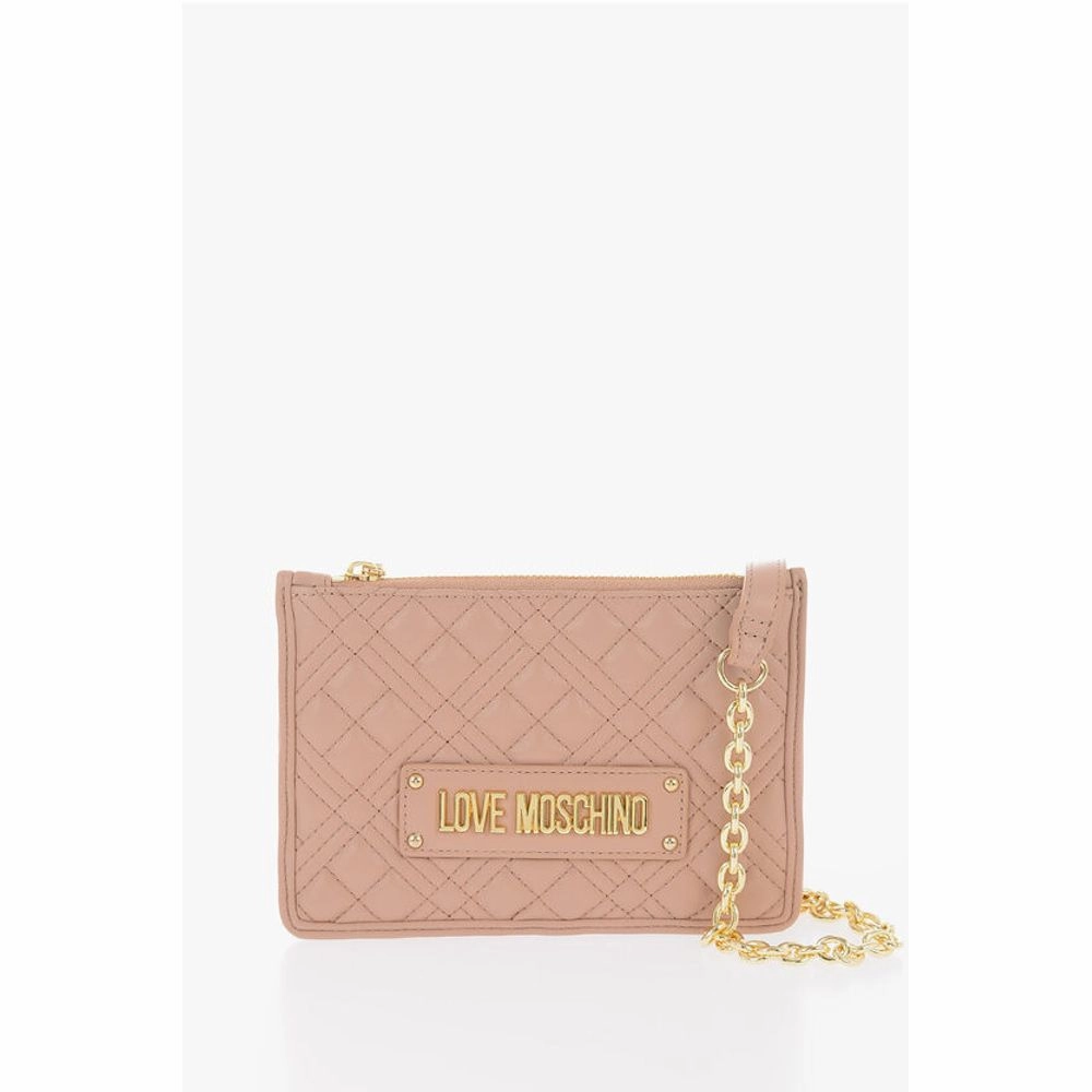 Moschino LOVE Quilted Faux Leather Clutch with Removable Chain Women's Should
