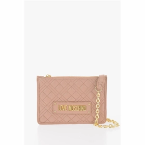 Moschino LOVE Quilted Faux Leather Clutch with Removable Chain Women's Should