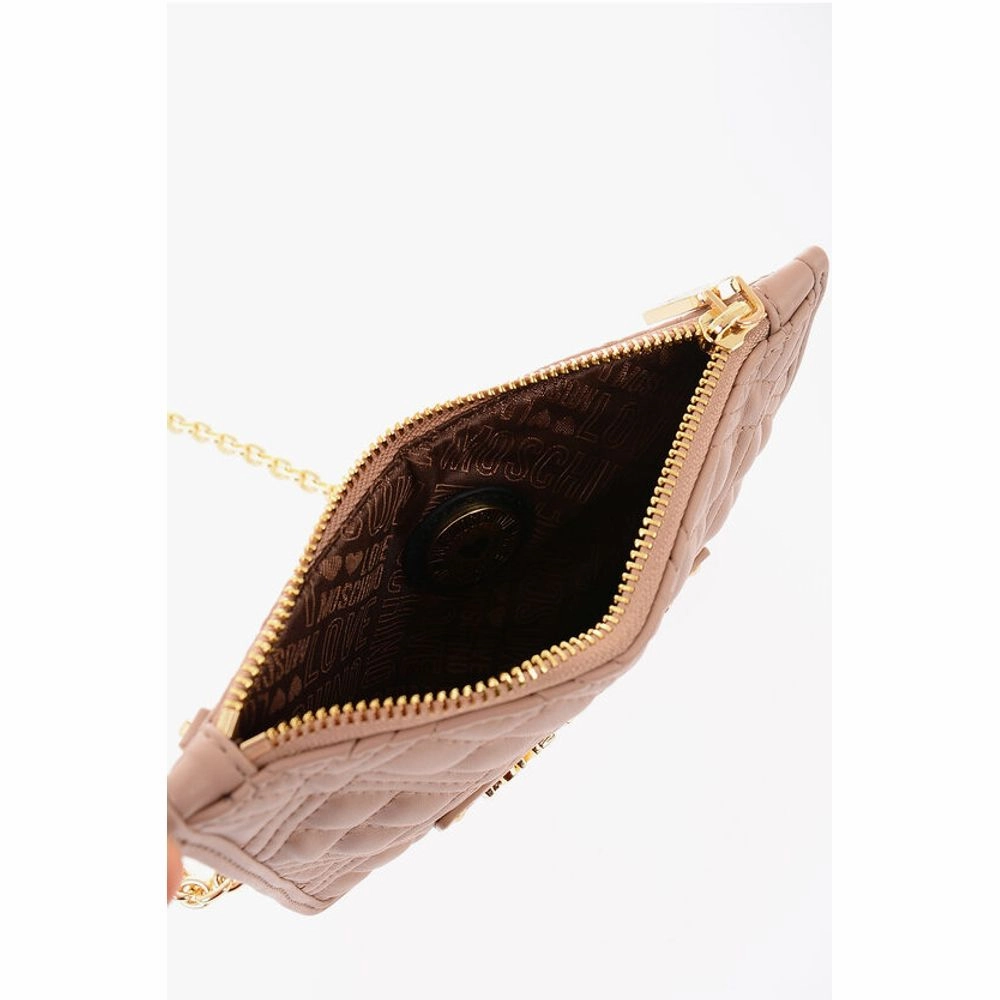 Moschino LOVE Quilted Faux Leather Clutch with Removable Chain Women's Should