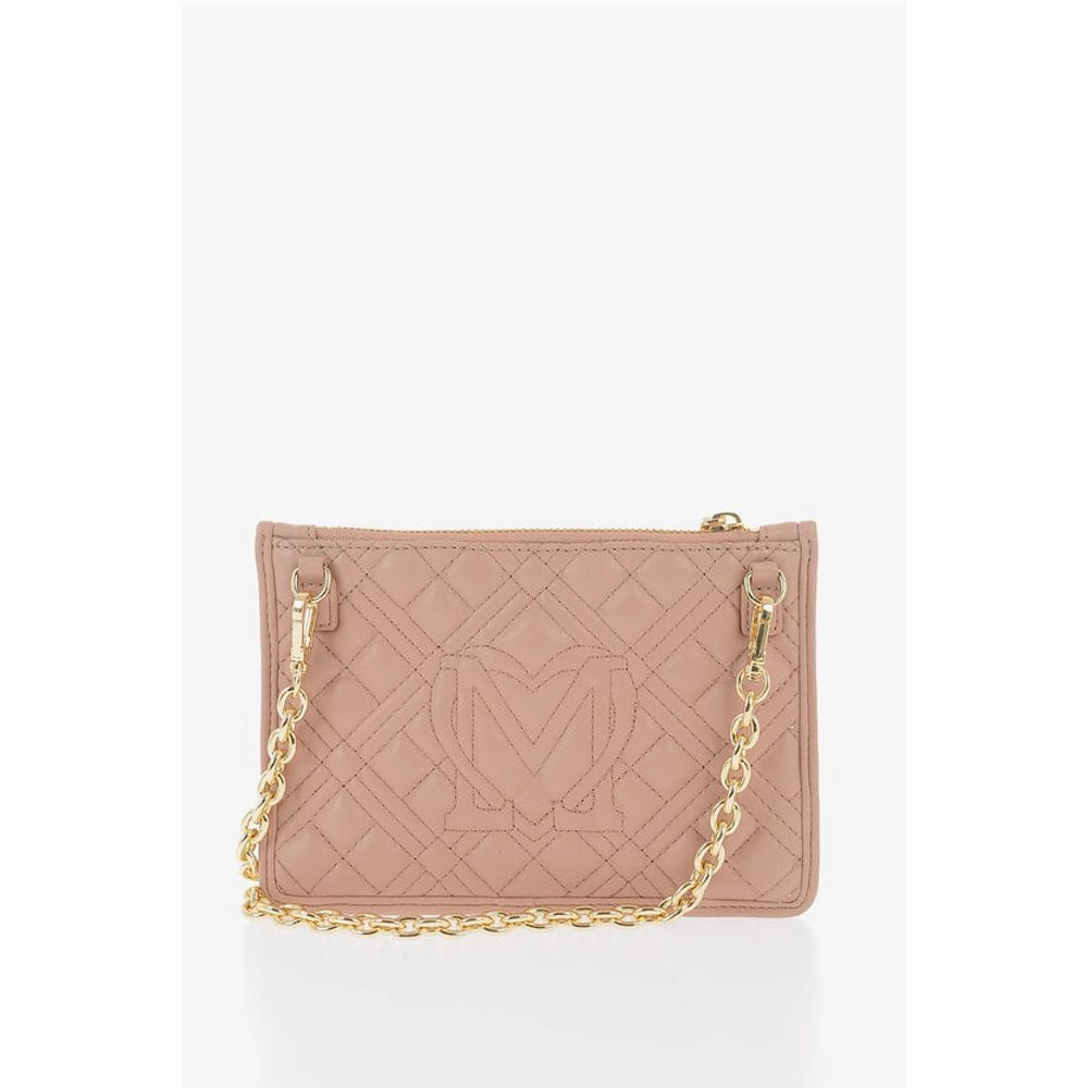 Moschino LOVE Quilted Faux Leather Clutch with Removable Chain Women's Should