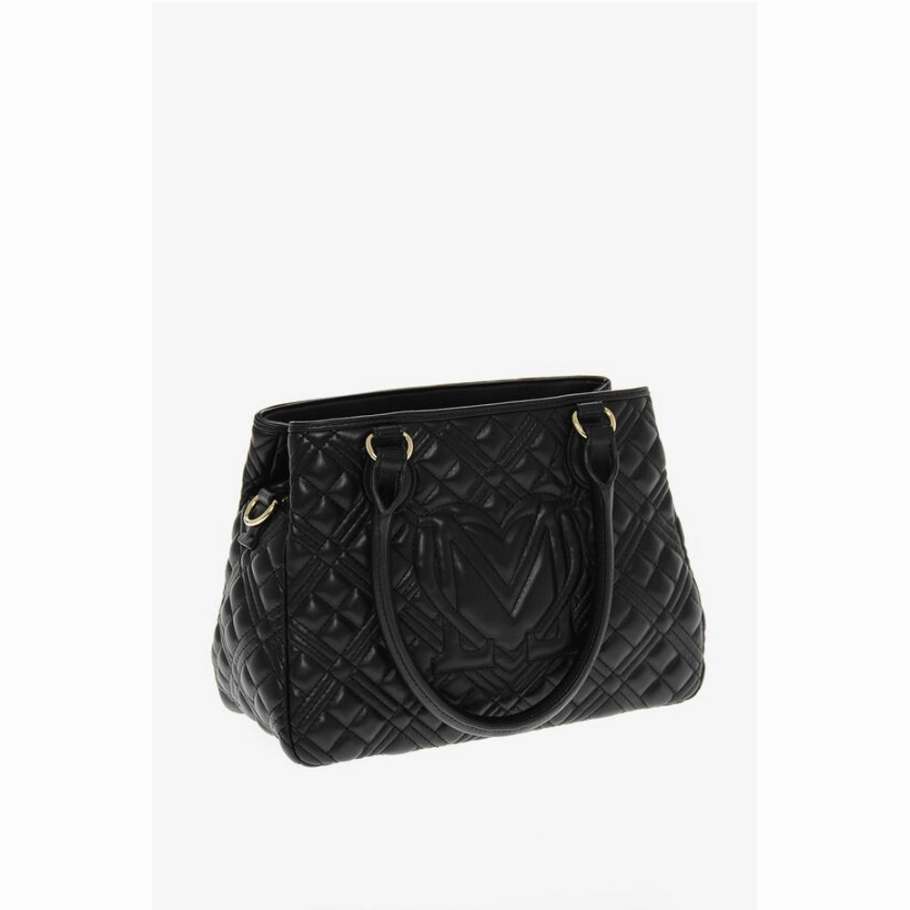 Moschino LOVE Quilted Faux Leather Hand Bag with Embossed Women's Logos