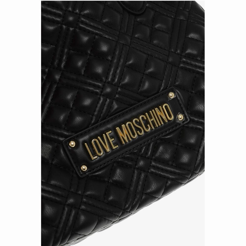 Moschino LOVE Quilted Faux Leather Hand Bag with Embossed Women's Logos