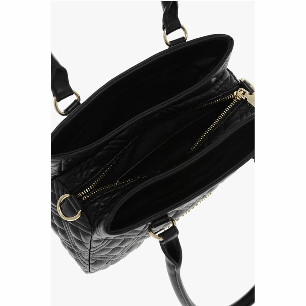 Moschino LOVE Quilted Faux Leather Hand Bag with Embossed Women's Logos