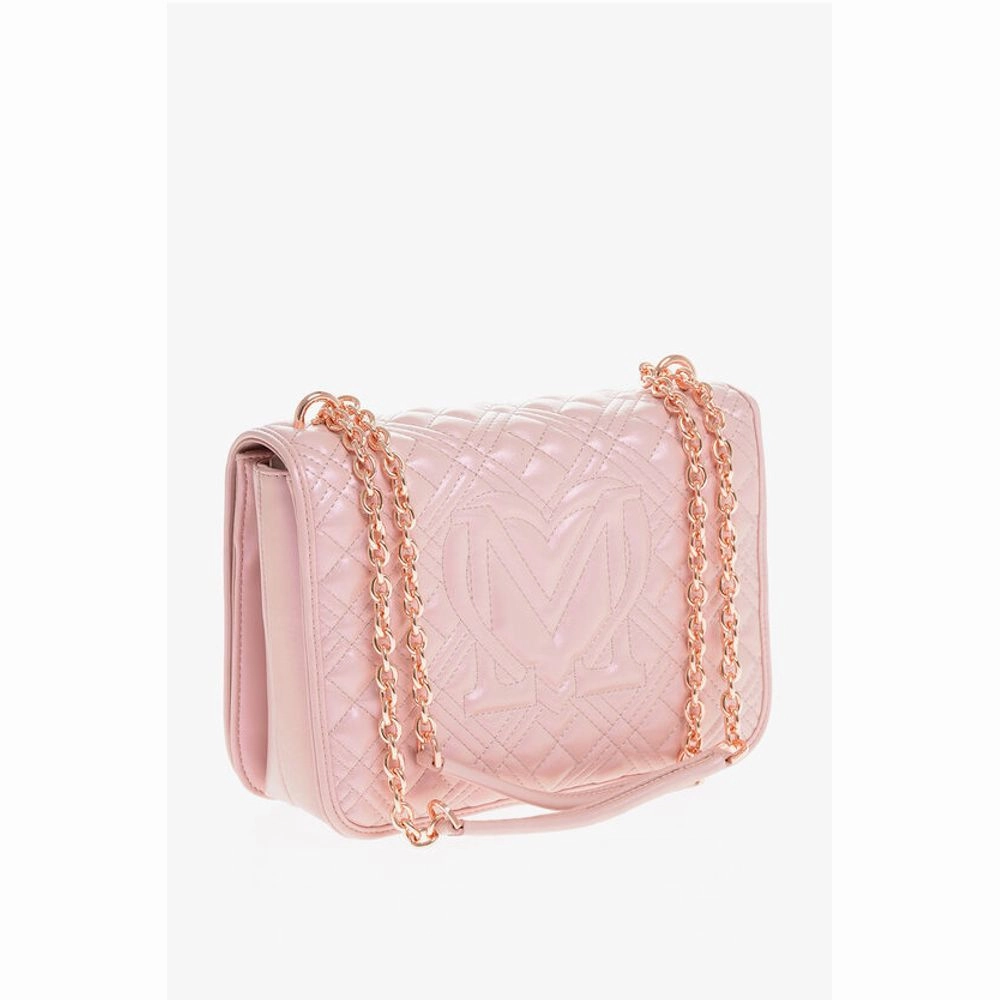 Moschino LOVE Quilted Faux Leather Metallic Effect Shoulder Bag with