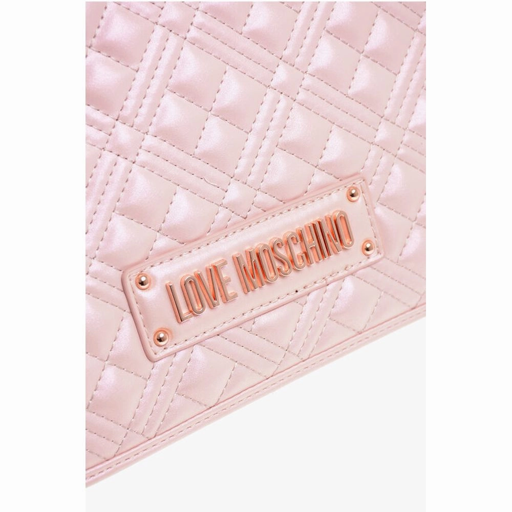 Moschino LOVE Quilted Faux Leather Metallic Effect Shoulder Bag with