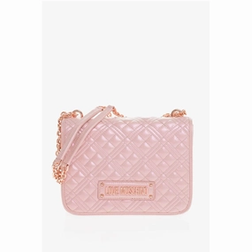 Moschino LOVE Quilted Faux Leather Metallic Effect Shoulder Bag with