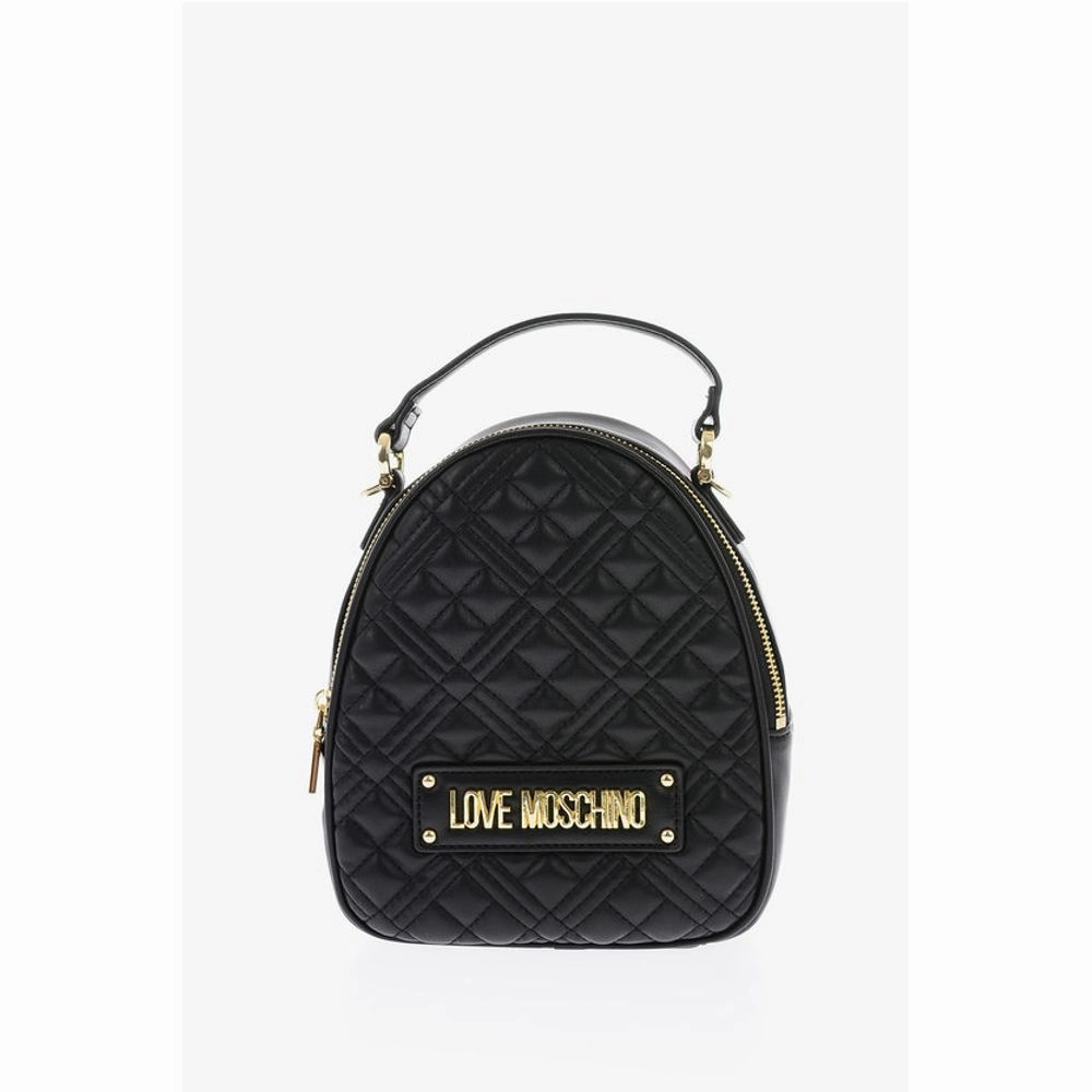 Moschino Love Quilted Faux Leather Mini Bag with Golden Women's Details