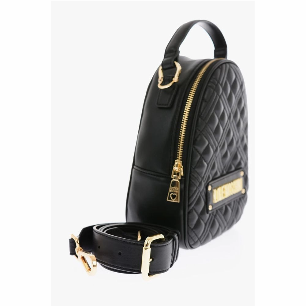 Moschino Love Quilted Faux Leather Mini Bag with Golden Women's Details