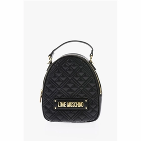 Moschino Love Quilted Faux Leather Mini Bag with Golden Women's Details
