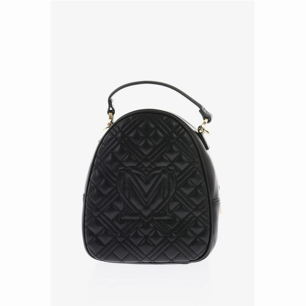 Moschino Love Quilted Faux Leather Mini Bag with Golden Women's Details