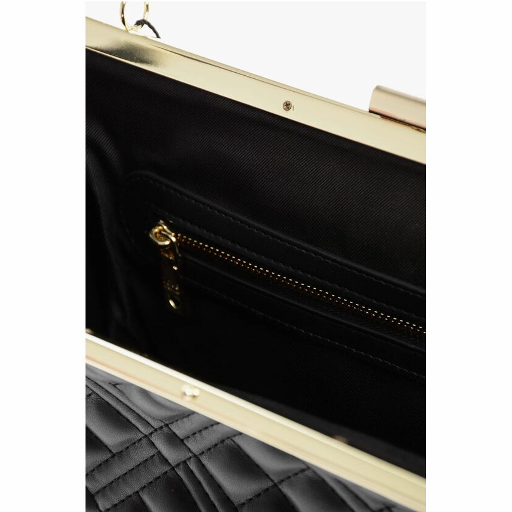 Moschino LOVE Quilted Faux Leather Shoulder Bag with Golden Details