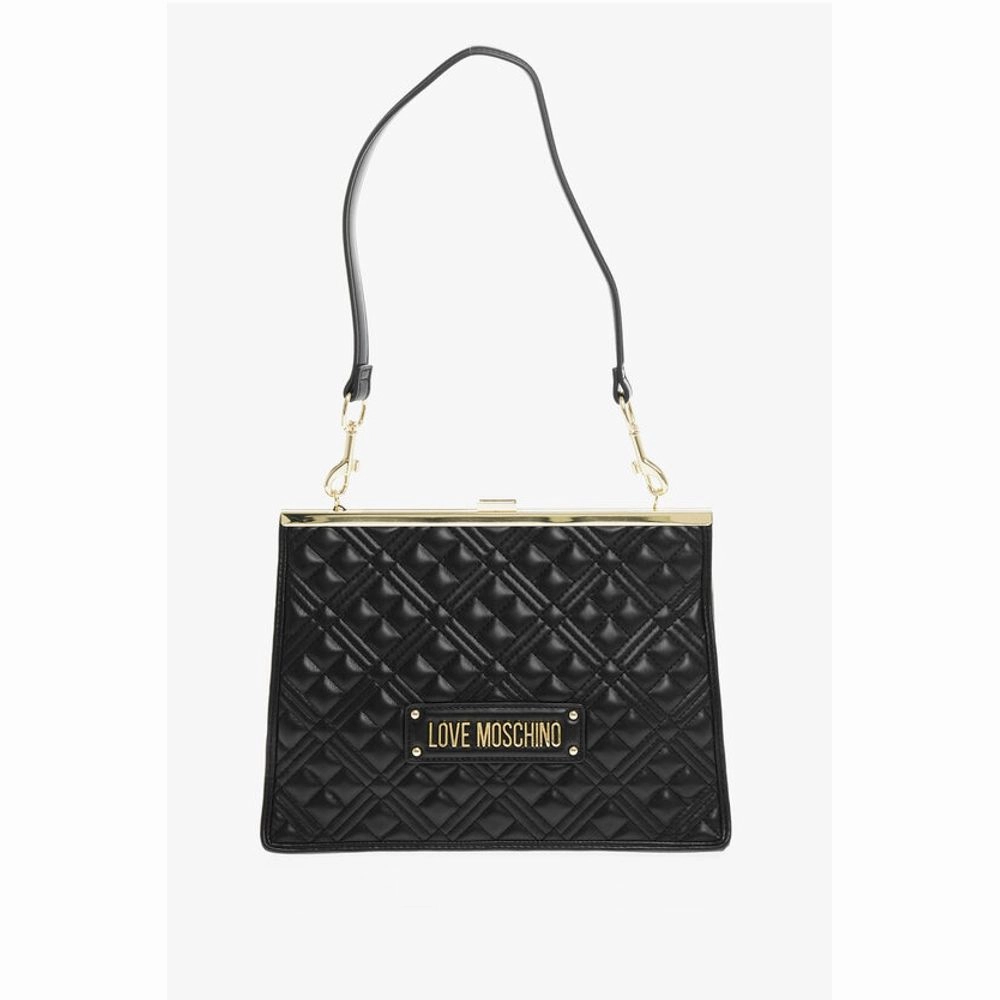 Moschino LOVE Quilted Faux Leather Shoulder Bag with Golden Details