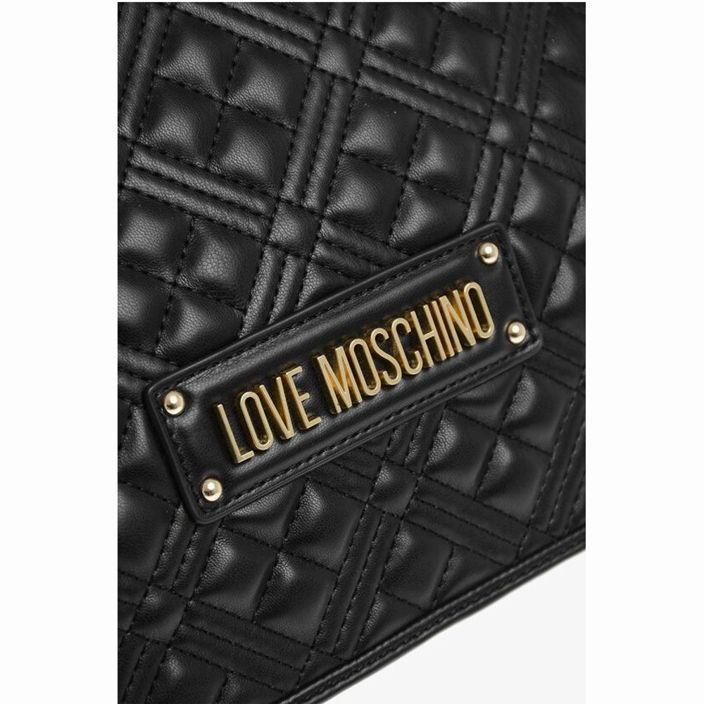 Moschino LOVE Quilted Faux Leather Shoulder Bag with Golden Details