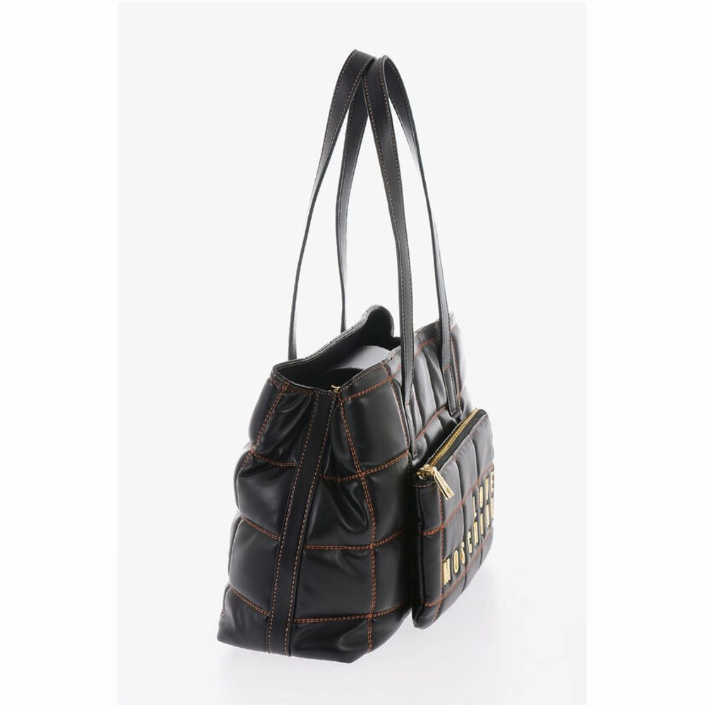 Moschino LOVE Quilted Faux Leather Shoulder Bag with Golden Logo