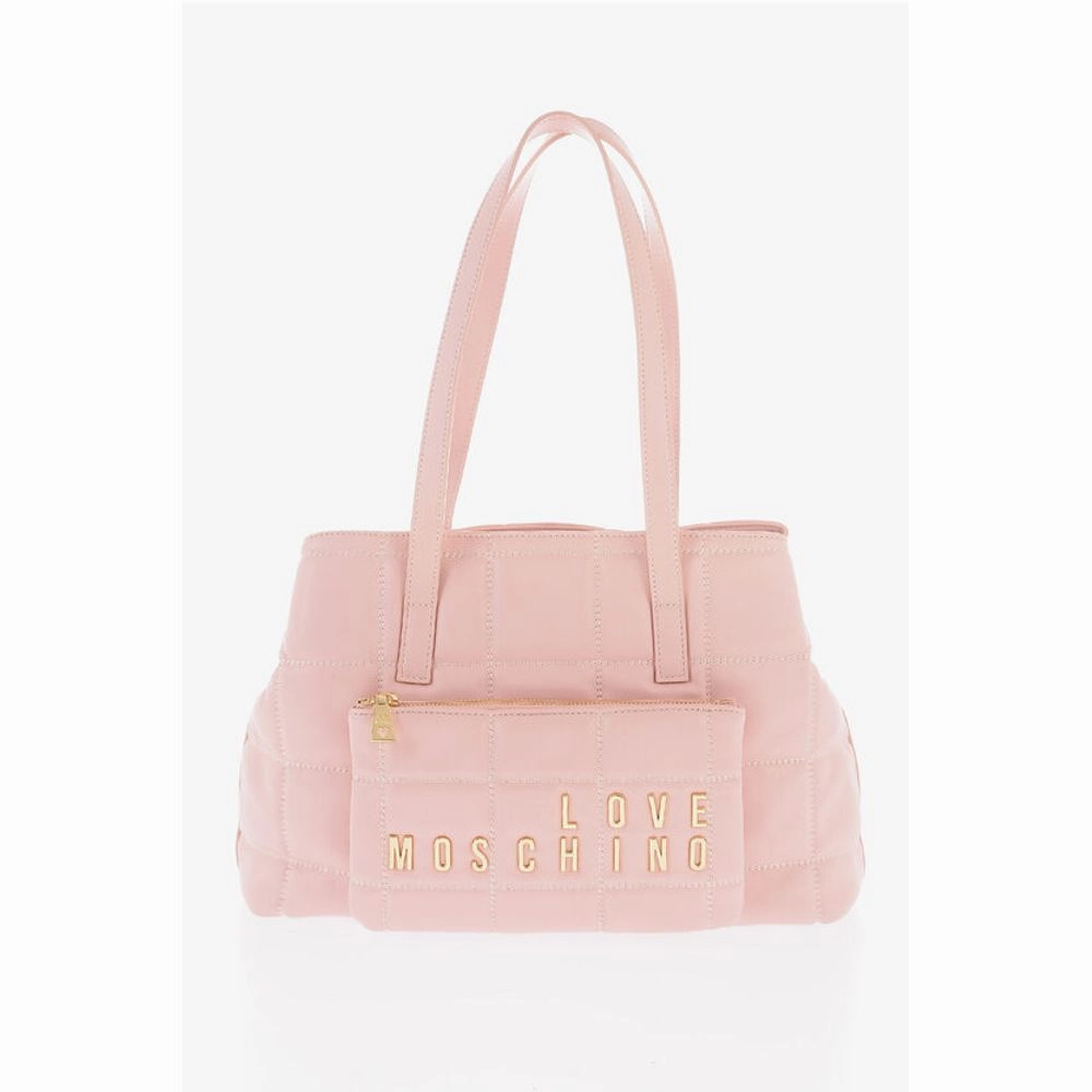 Moschino LOVE Quilted Faux Leather Shoulder Bag with Golden Logo