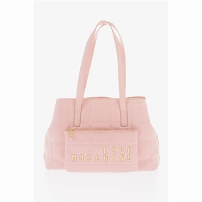 Moschino LOVE Quilted Faux Leather Shoulder Bag with Golden Logo