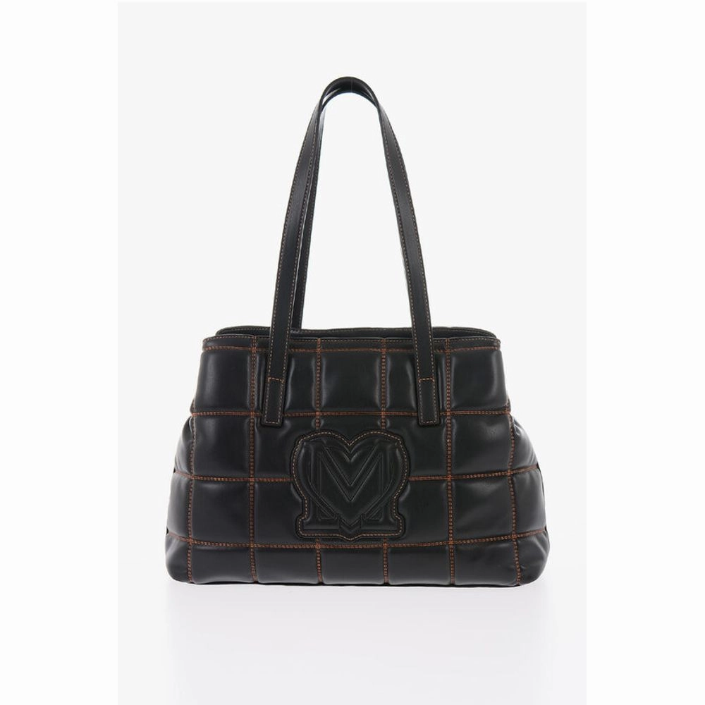 Moschino LOVE Quilted Faux Leather Shoulder Bag with Golden Logo