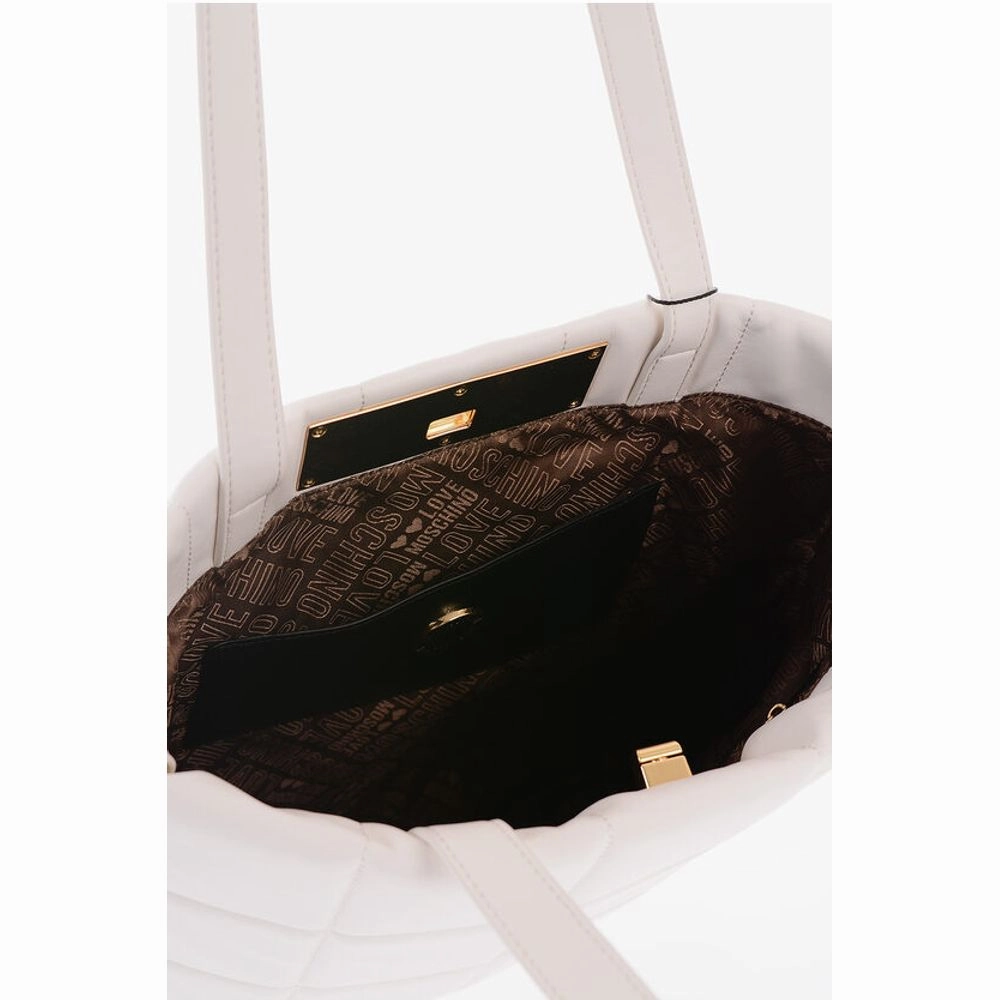 Moschino LOVE Quilted Faux Leather Tote Bag with Turn Lock Women's Closure