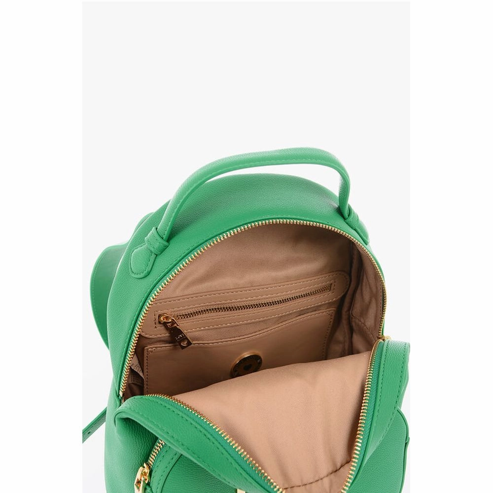Moschino LOVE Solid Color Faux Leather Backpack with Golden Logo