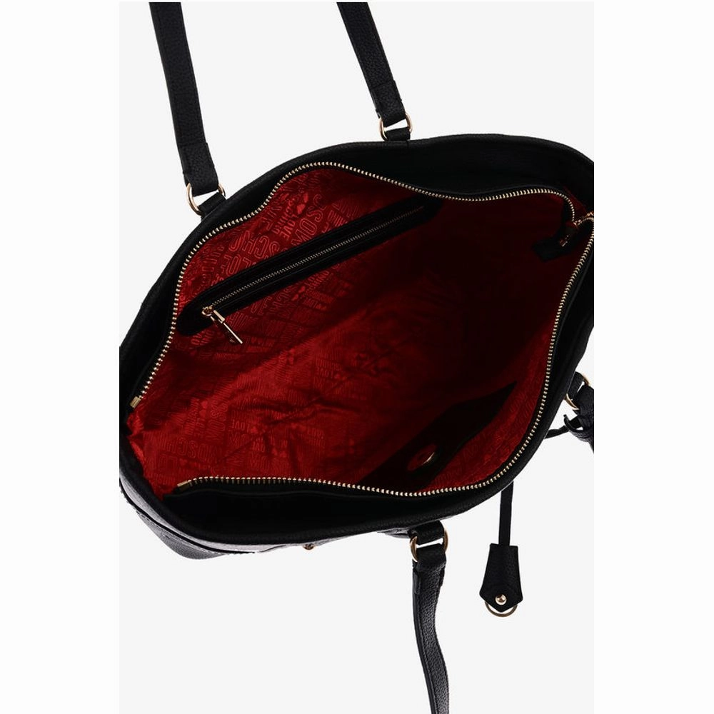 Moschino LOVE Textu Faux Leather Tote Bag with Embossed Women's Logo