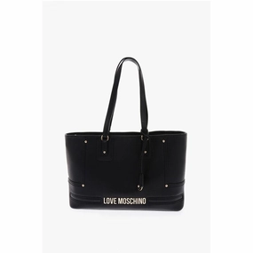 Moschino LOVE Textu Faux Leather Tote Bag with Embossed Women's Logo