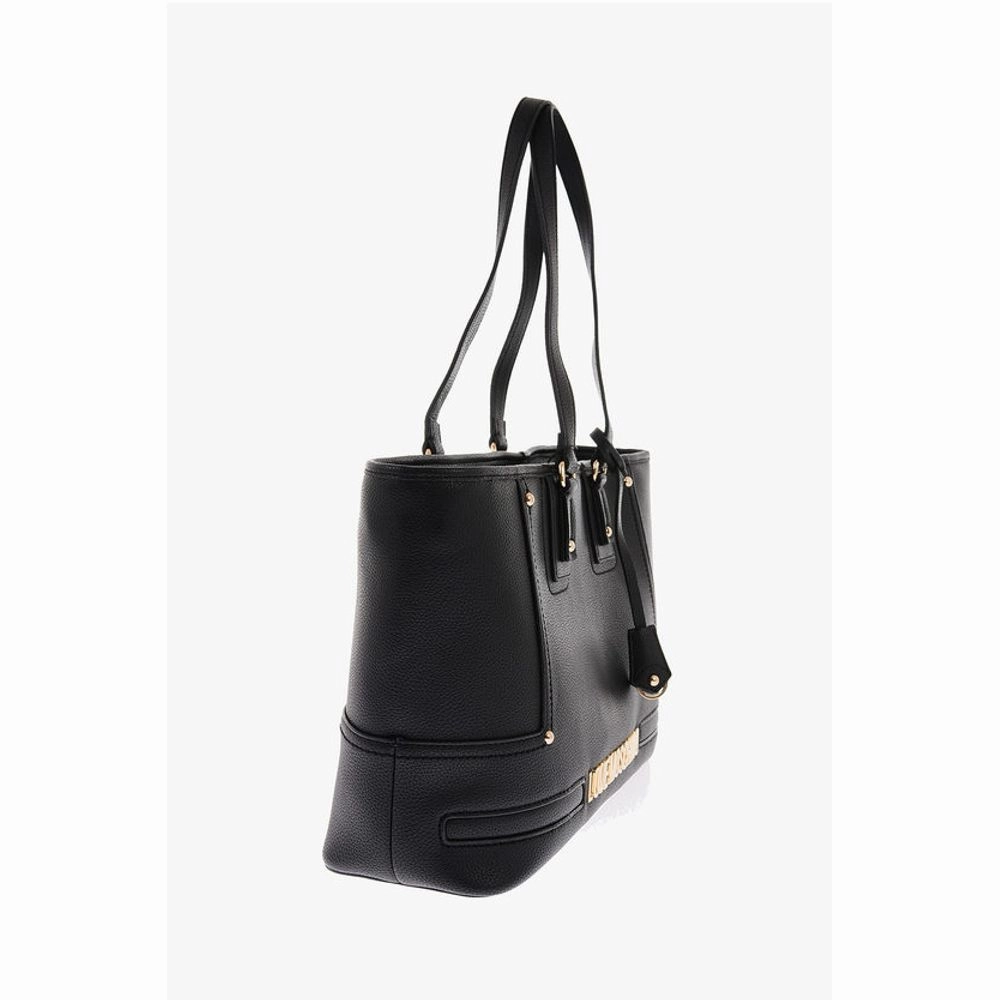 Moschino LOVE Textu Faux Leather Tote Bag with Embossed Women's Logo