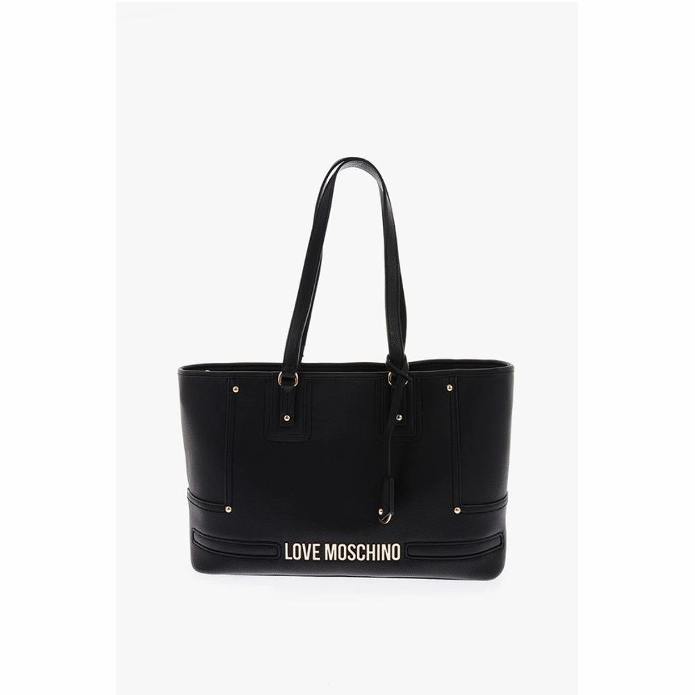 Moschino LOVE Textu Faux Leather Tote Bag with Embossed Women's Logo