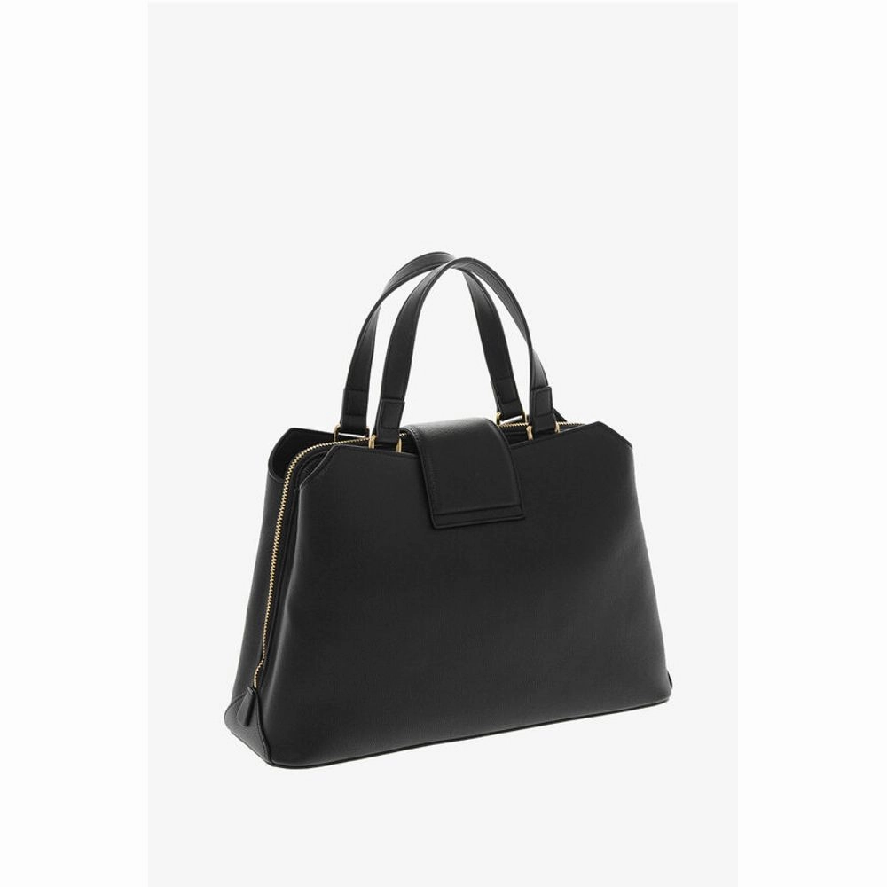 Moschino LOVE Textu Faux Leather Tote Bag with Golden Front Women's Clamp