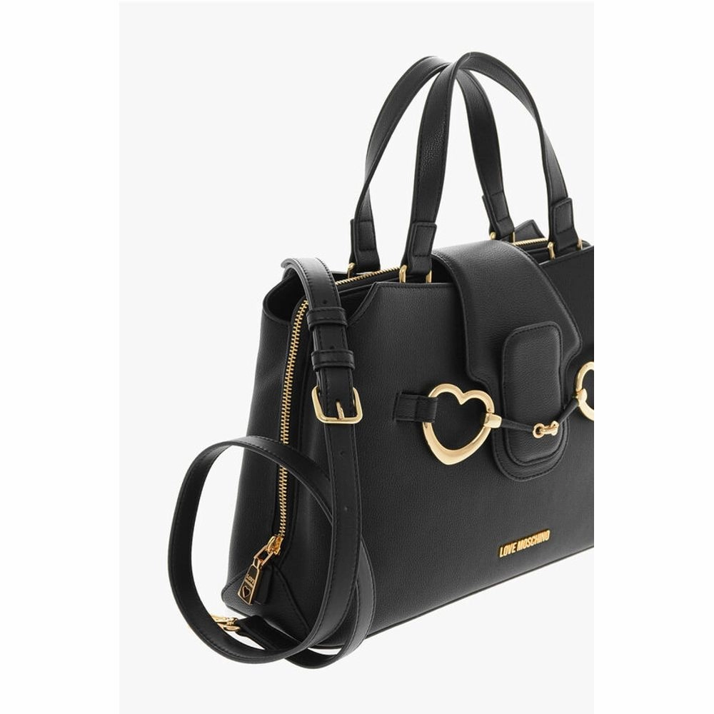 Moschino LOVE Textu Faux Leather Tote Bag with Golden Front Women's Clamp