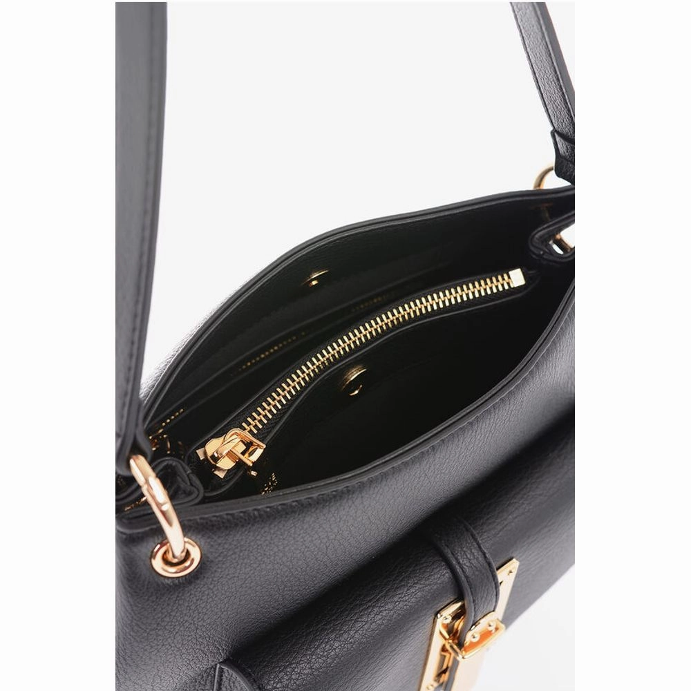 Moschino LOVE Textured Effect Faux Leather Hobo Bag with Maxi Logo on