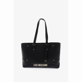 Moschino LOVE Textured Faux Leather Tote Bag with Embossed Logo