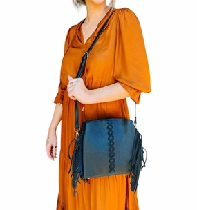 Moss Crossbody Fringe Bag In Black