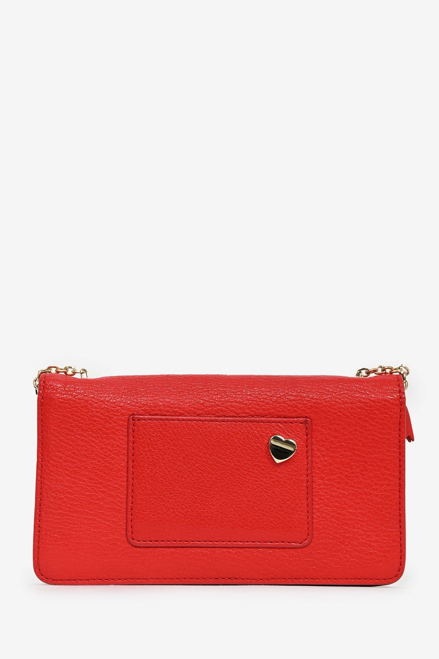 Mulberry Red Grained Leather Gold Heart Embellished 'Bayswater' Wallet on Chain
