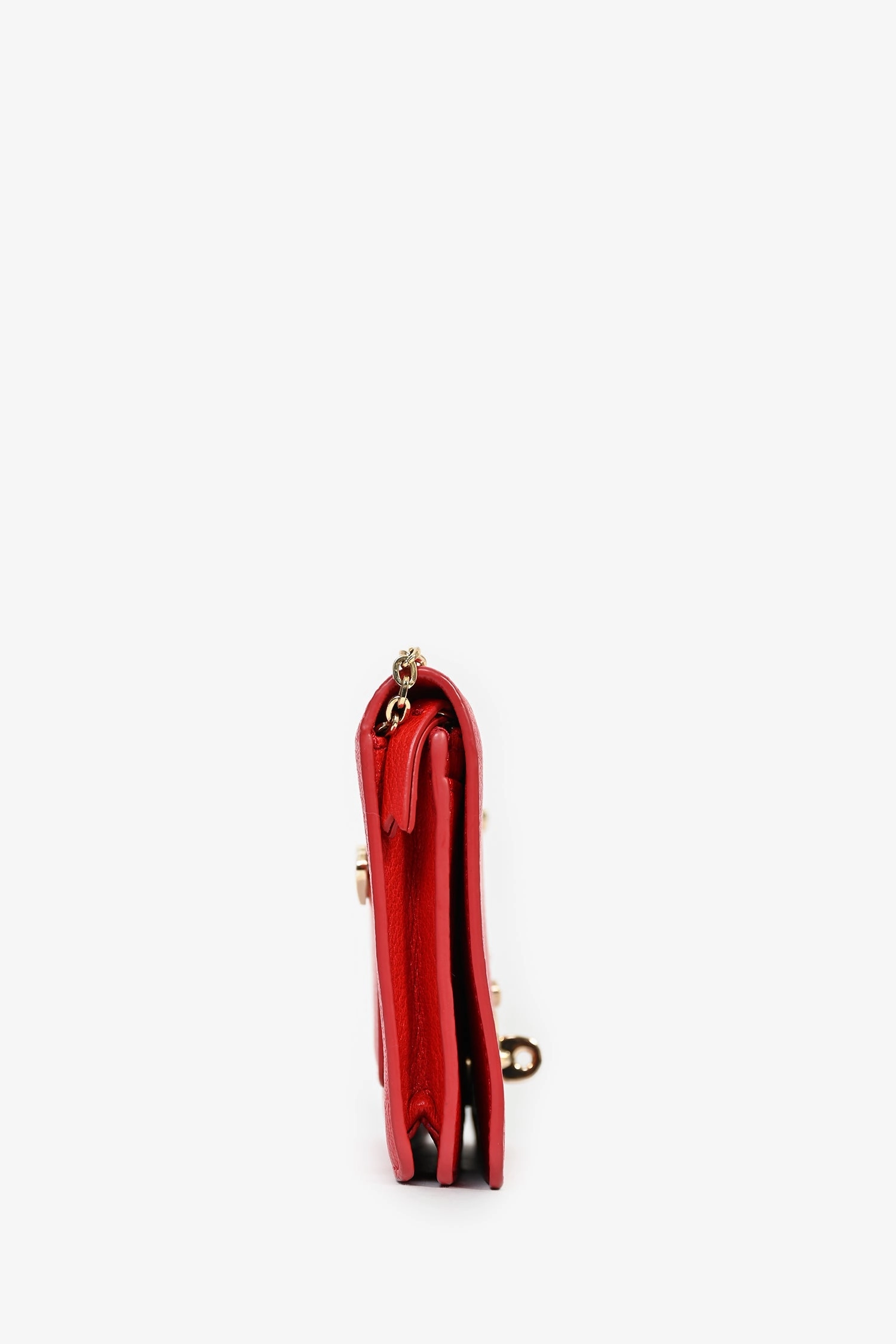 Mulberry Red Grained Leather Gold Heart Embellished 'Bayswater' Wallet on Chain