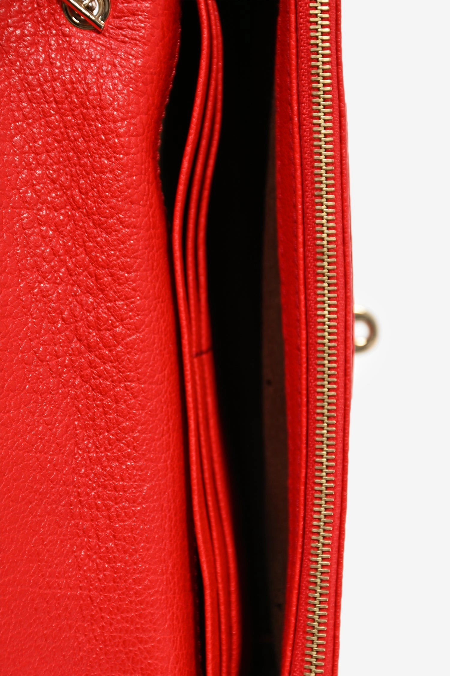 Mulberry Red Grained Leather Gold Heart Embellished 'Bayswater' Wallet on Chain