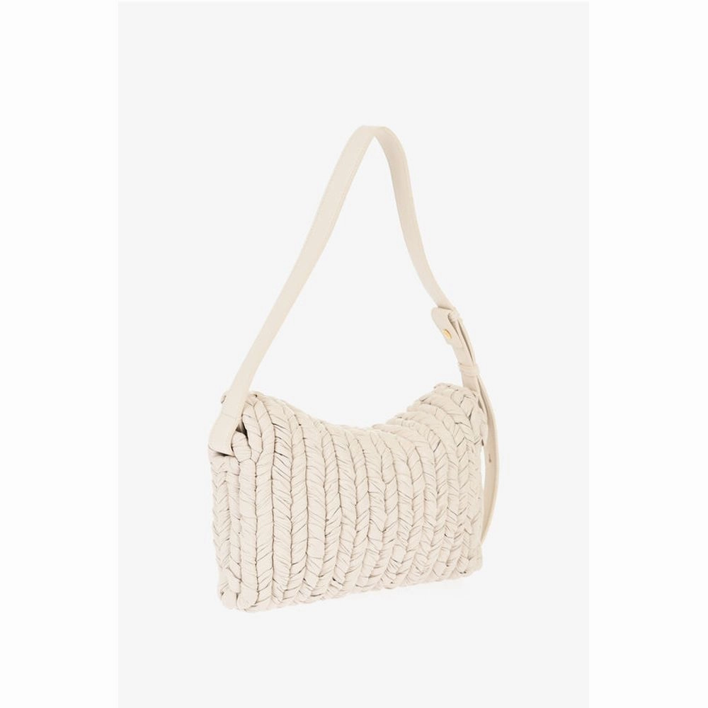 Nanushka Braided Effect Faux Leather Baguette Bag