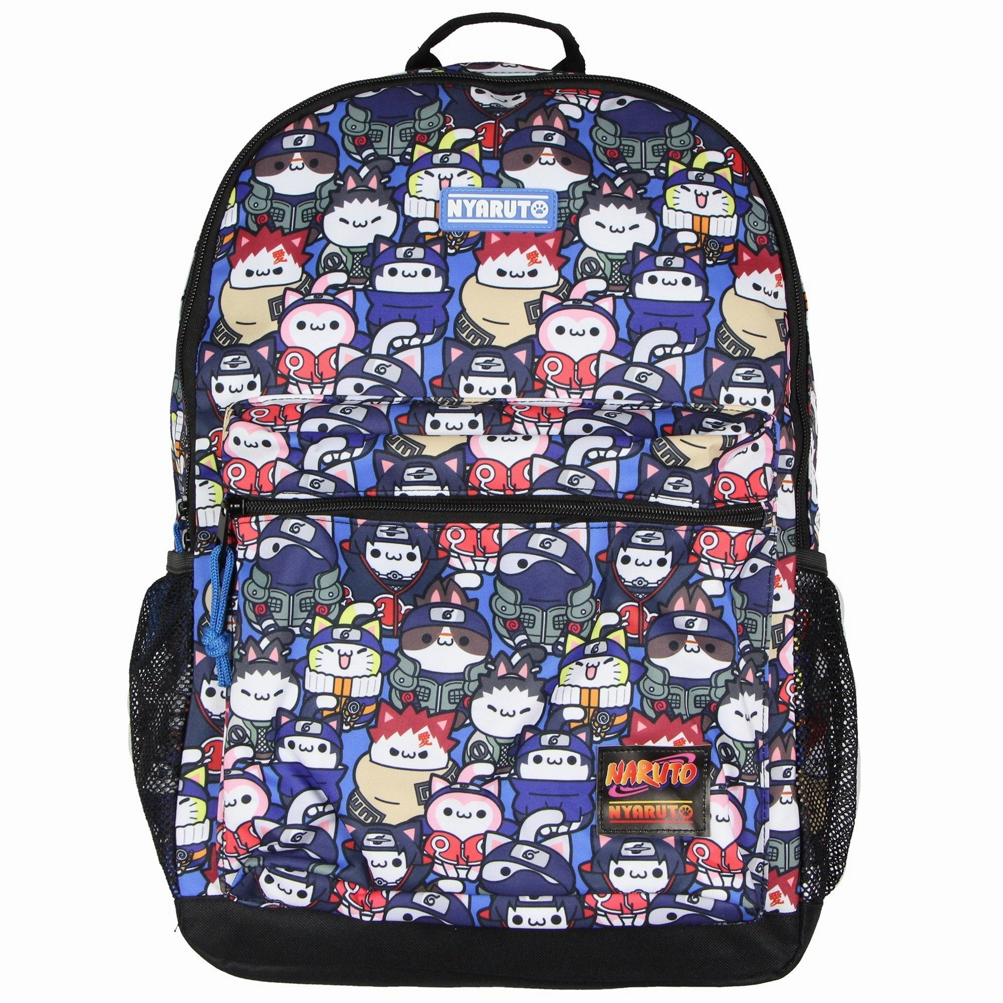 Naruto Cat Nyaruto Mega Cat Allover Print Design Laptop Travel Backpack Book Bag with Adjustable Straps - One Size