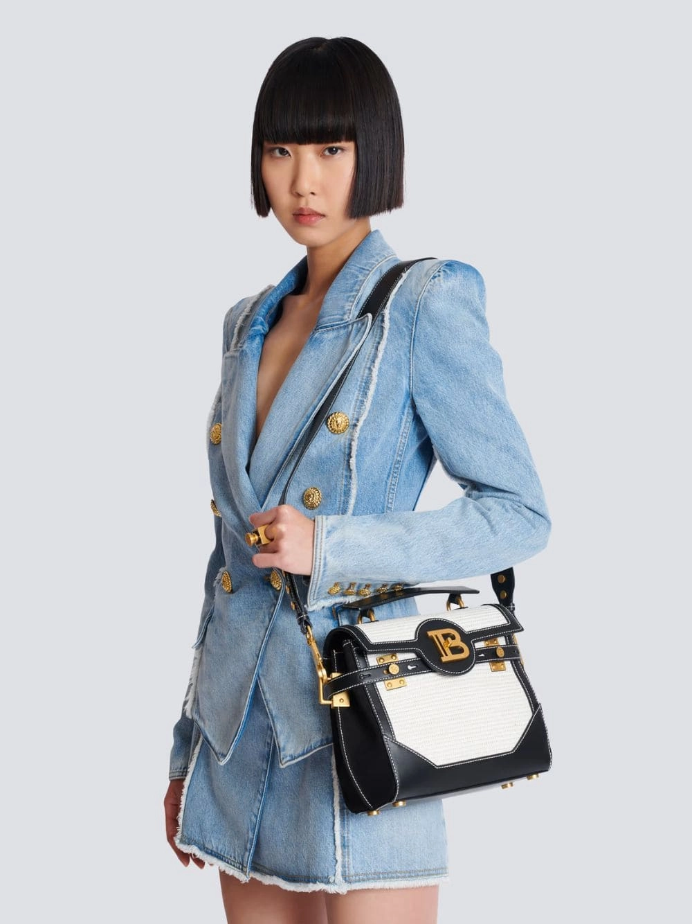 Natural & Black Raffia B-Buzz 23 Bag