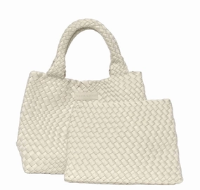Neoprene Woven Handbag In Bone