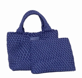 Neoprene Woven Handbag In Navy