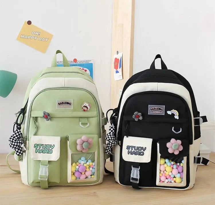 New High School Five-Piece set of Multi-Compartment Fashion Schoolbag 3002