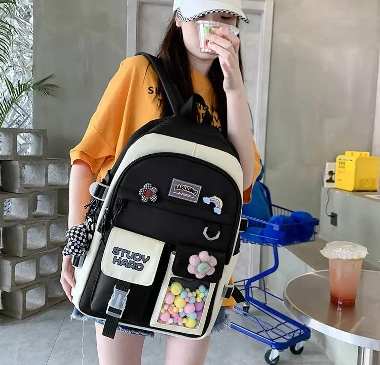 New High School Five-Piece set of Multi-Compartment Fashion Schoolbag 3002
