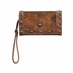 Nocona Western Wallet Womens Ophelia Floral Wristlet Brown - 7 1/4 x 4 1/8