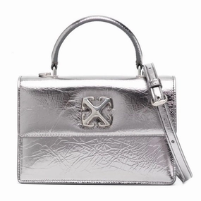 Off-White Gray Leather Crossbody Women's Bag