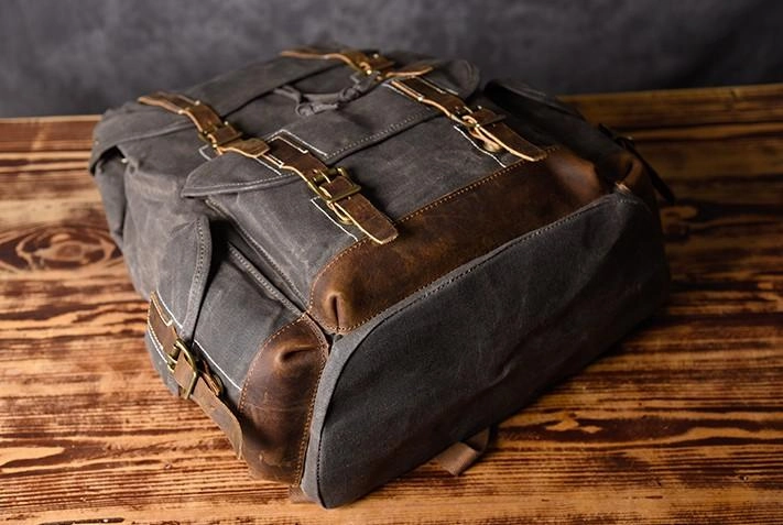 Oil Wax Canvas Mens Cool Backpack Large Canvas Travel Backpack Hiking Backpack for Men