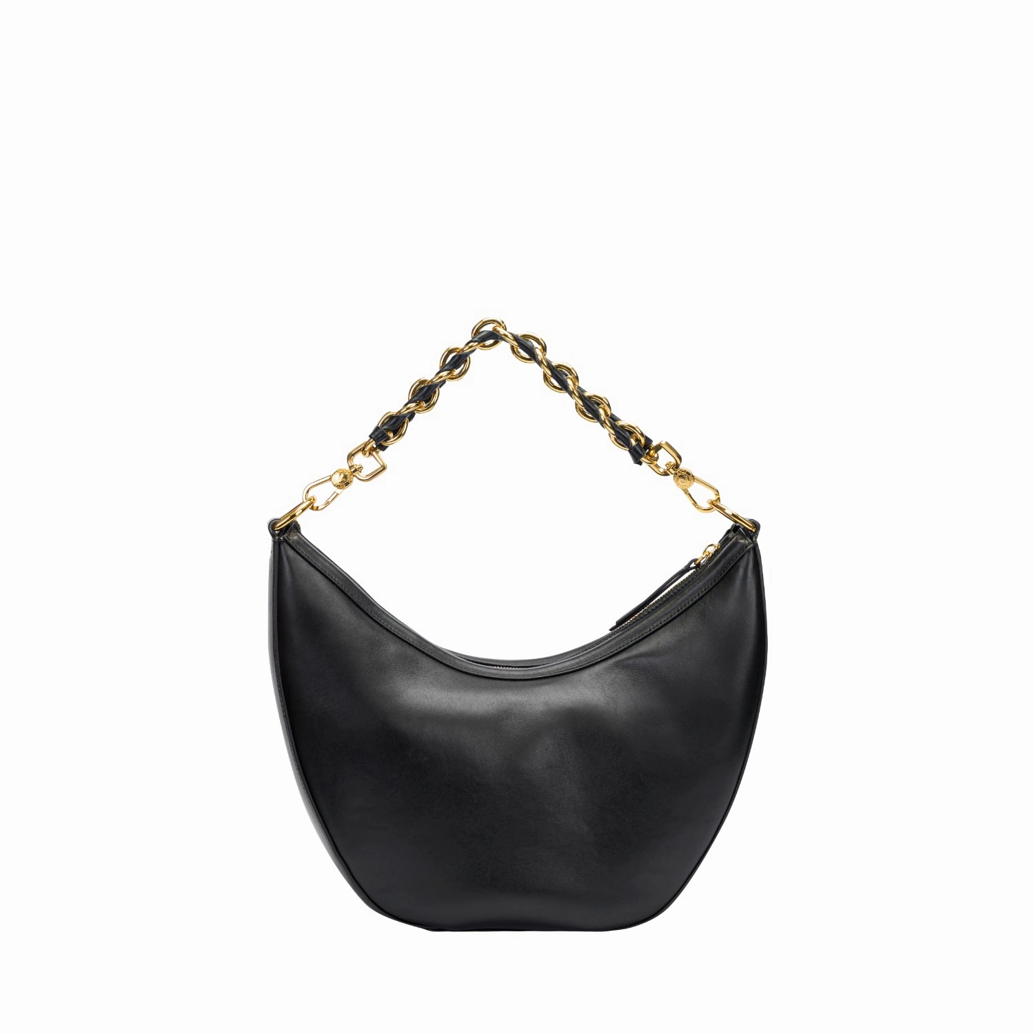 Orlandi Valentino Women's Black Quilted Crescent Hand Bag