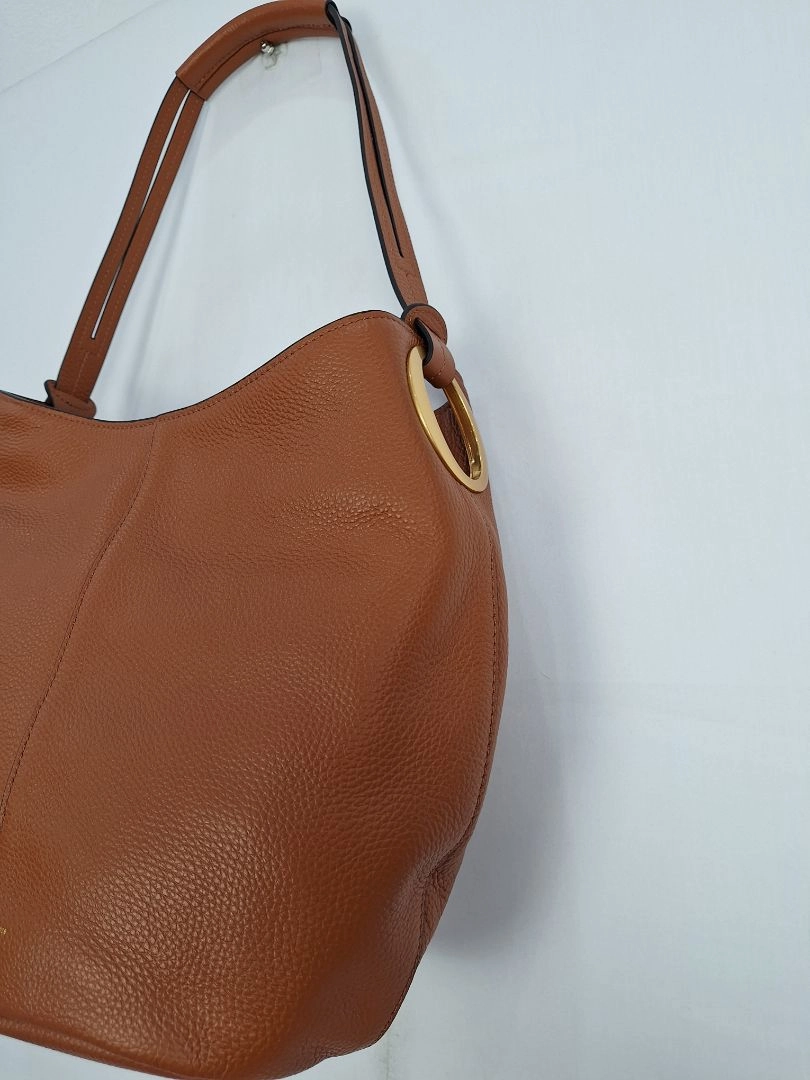 Oroton Brown Pebble Leather Small Hobo Bag