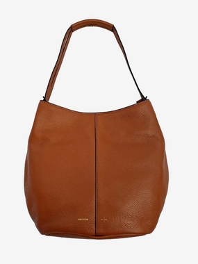 Oroton Brown Pebble Leather Small Hobo Bag