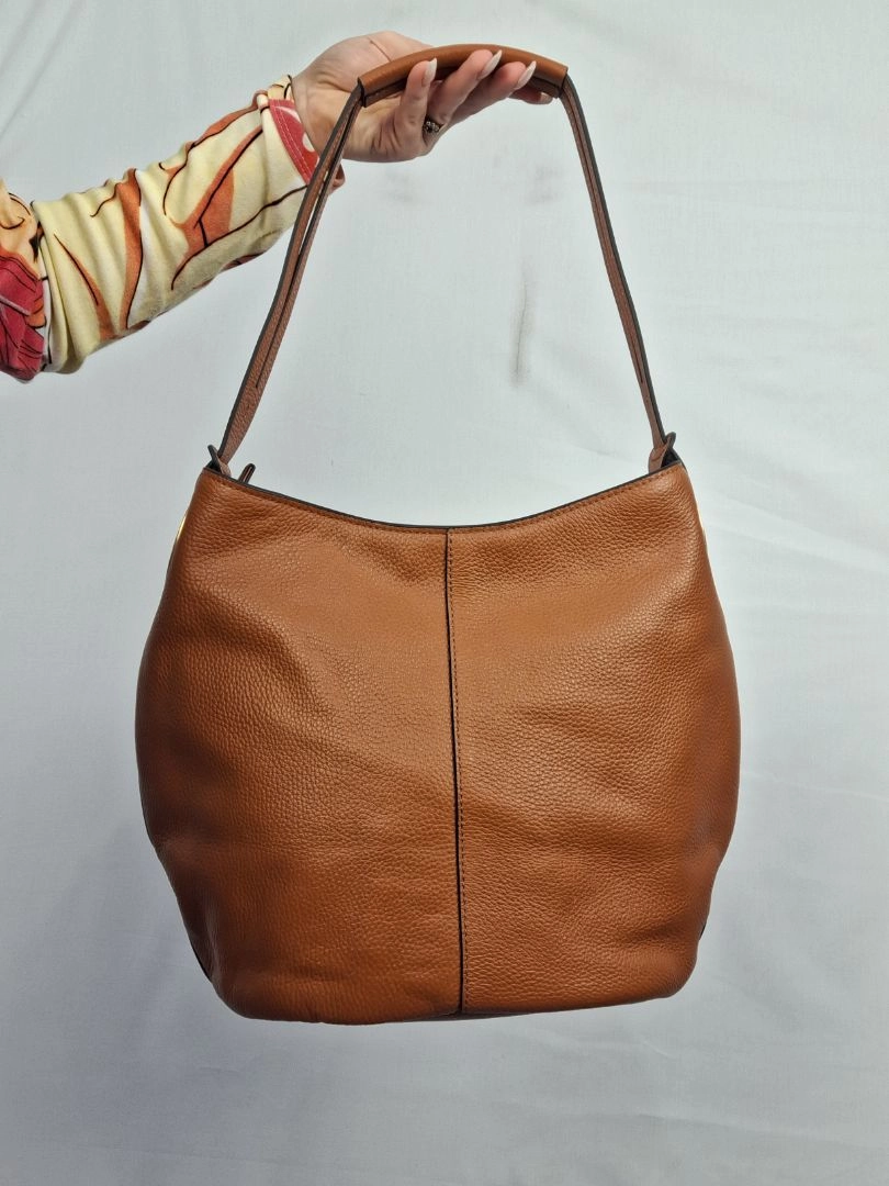 Oroton Brown Pebble Leather Small Hobo Bag