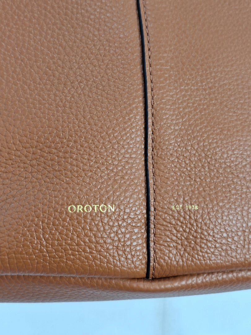 Oroton Brown Pebble Leather Small Hobo Bag